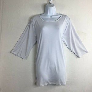 Peek-a-BOOM Women's White Solid Long-Sleeve Round Neck Casual Tee Size 2XL